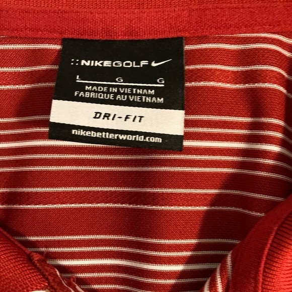 Nike Dry Fit Golf Shirt, Mens, Red/White, Large - Picture 2 of 7